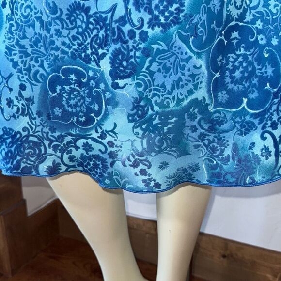 Vintage 90’s Layered Blue Floral Chiffon Long Skirt Size Large - Picture 2 of 11